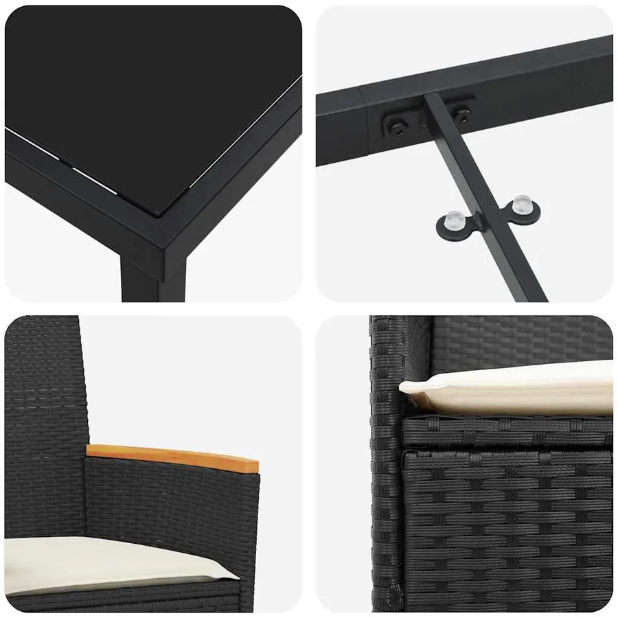 Ensemble de salle à manger pour jardin 7 pcs Noir polyrotin - 9