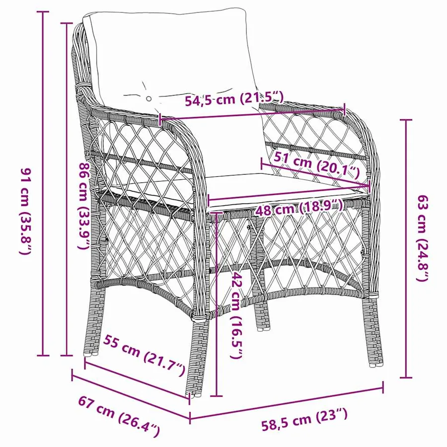 Ensemble de salle à manger pour jardin 7 pcs Beige polyrotin - 8