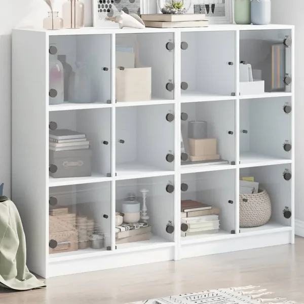 Bibliothèque avec portes blanc 136x37x109 cm bois d'ingénierie
