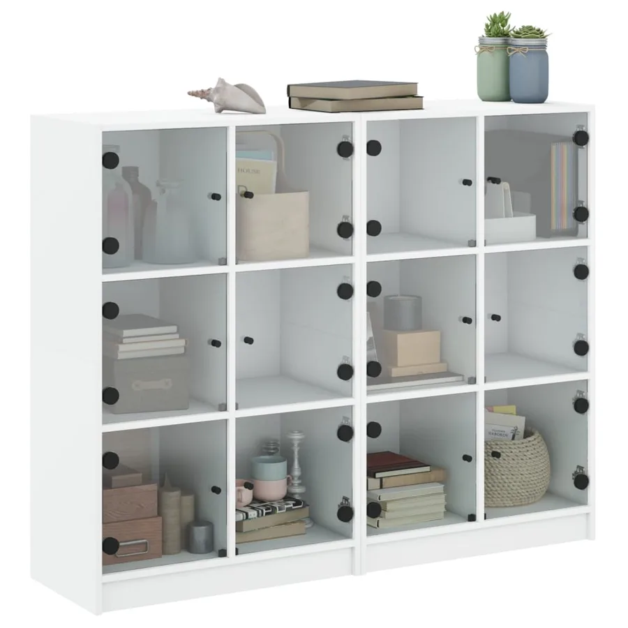 Bibliothèque avec portes blanc 136x37x109 cm bois d'ingénierie - 5
