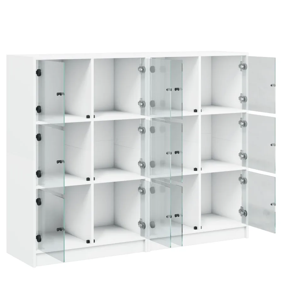 Bibliothèque avec portes blanc 136x37x109 cm bois d'ingénierie - 6