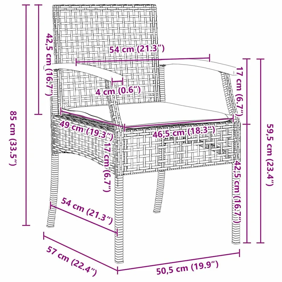 Ensemble de salle à manger pour jardin 5 pcs Noir Rotin - 10