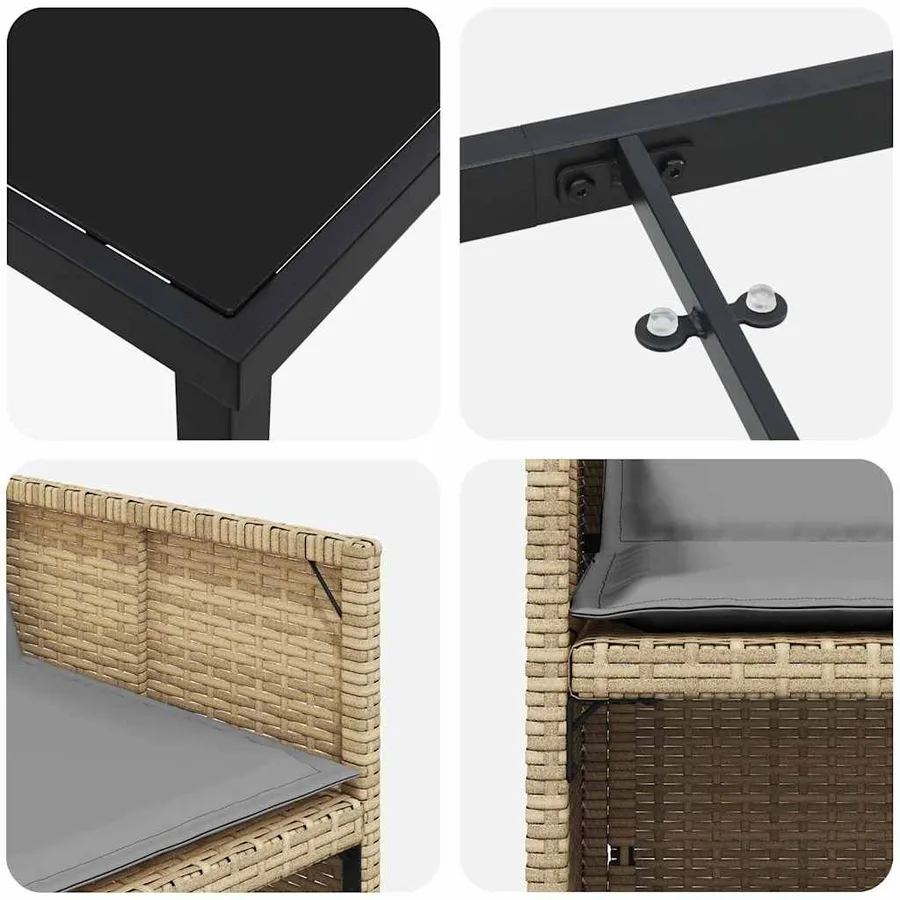 Ensemble de salle à manger pour jardin 5 pcs Beige polyrotin - 9