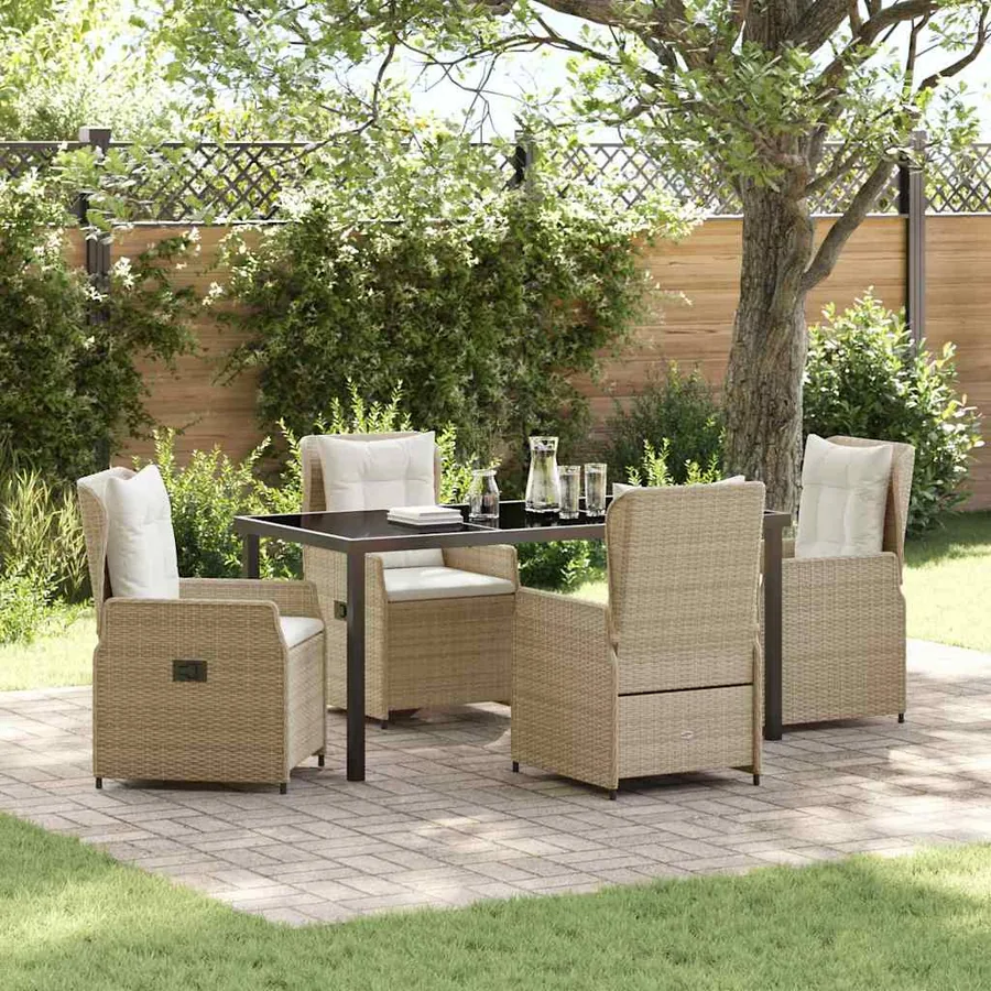 Ensemble de salle à manger pour jardin 5 pcs polyrotin