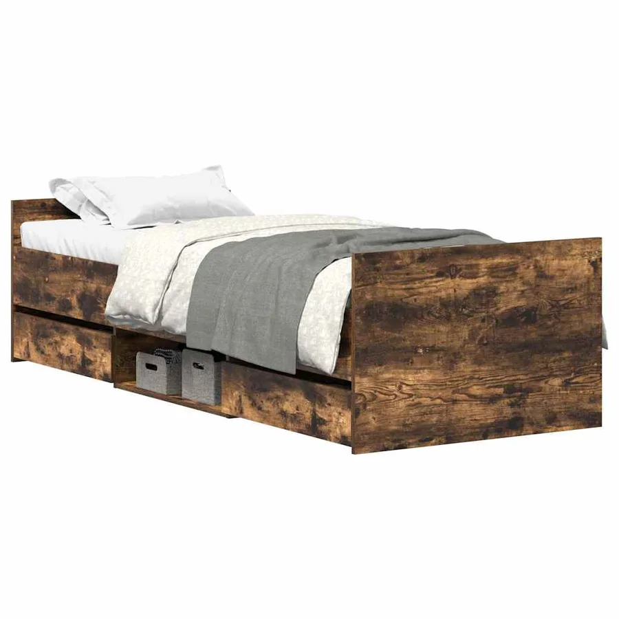 Cadre de lit sans matelas chêne fumé 100x200 cm - 2