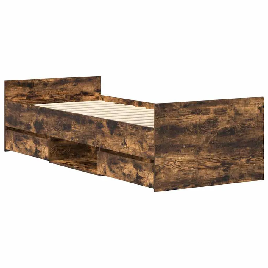 Cadre de lit sans matelas chêne fumé 100x200 cm - 3