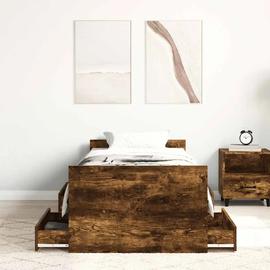 Cadre de lit sans matelas chêne fumé 100x200 cm - 4