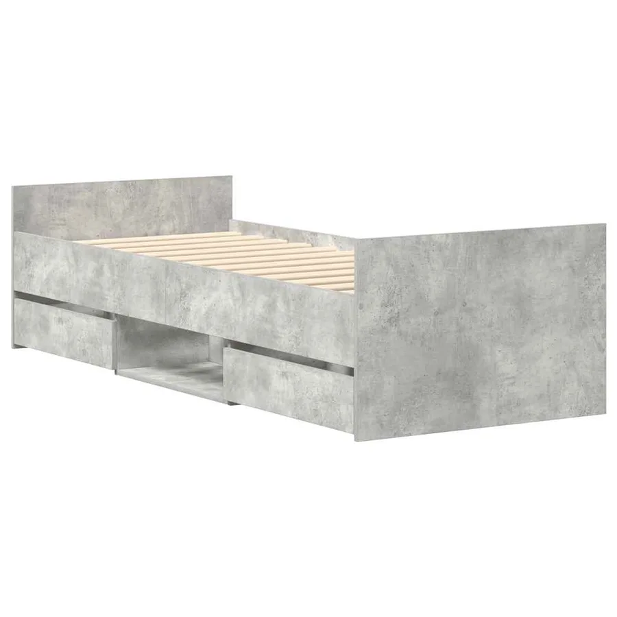 Cadre de lit sans matelas gris béton 100x200 cm - 3