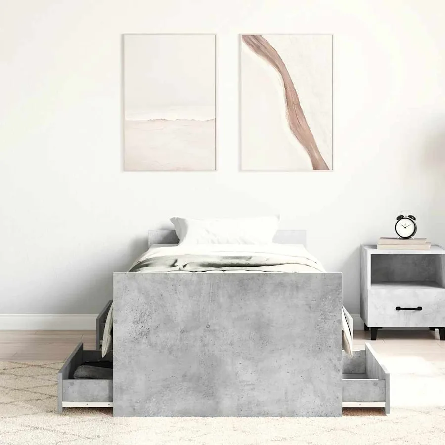 Cadre de lit sans matelas gris béton 100x200 cm - 4
