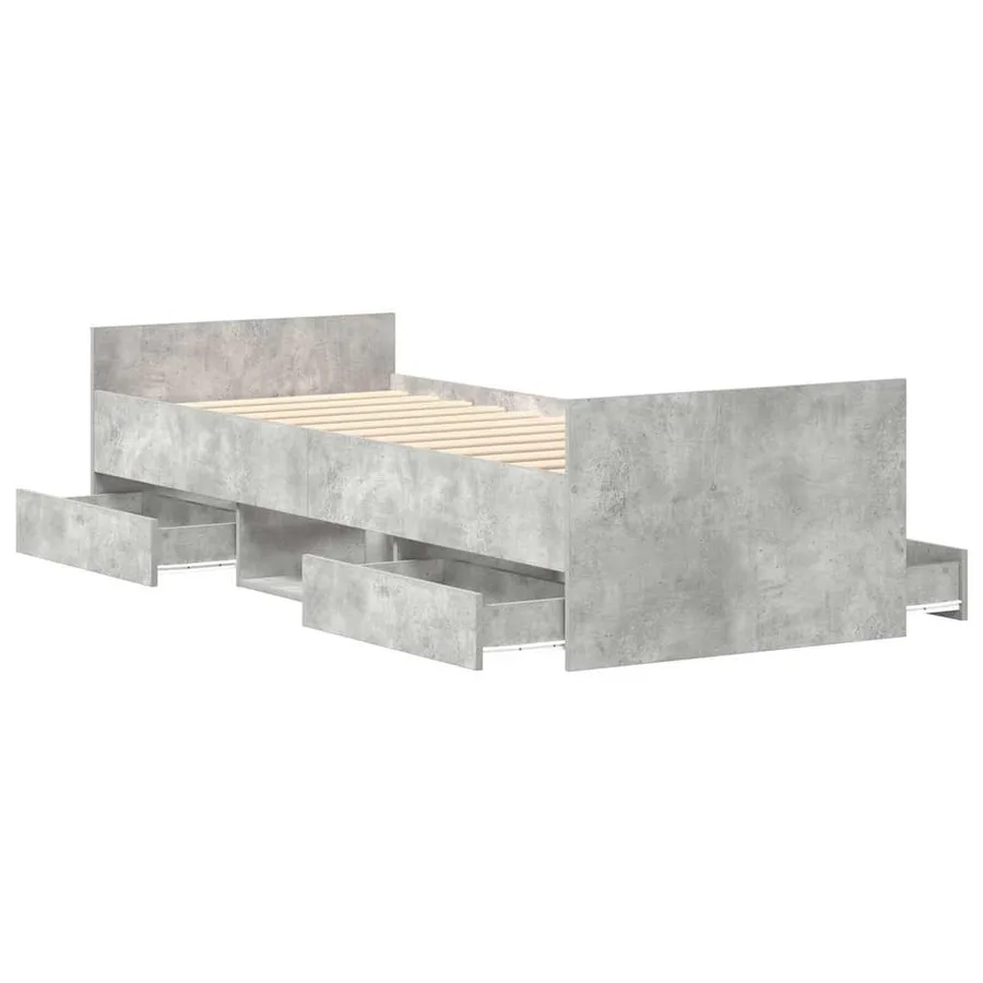 Cadre de lit sans matelas gris béton 100x200 cm - 5