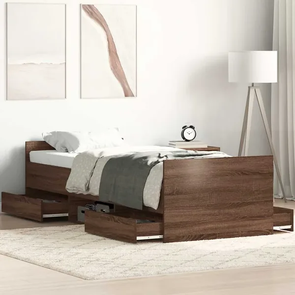 Cadre de lit sans matelas chêne marron 100x200 cm
