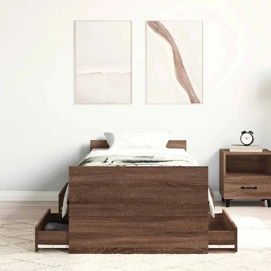 Cadre de lit sans matelas chêne marron 100x200 cm - 3