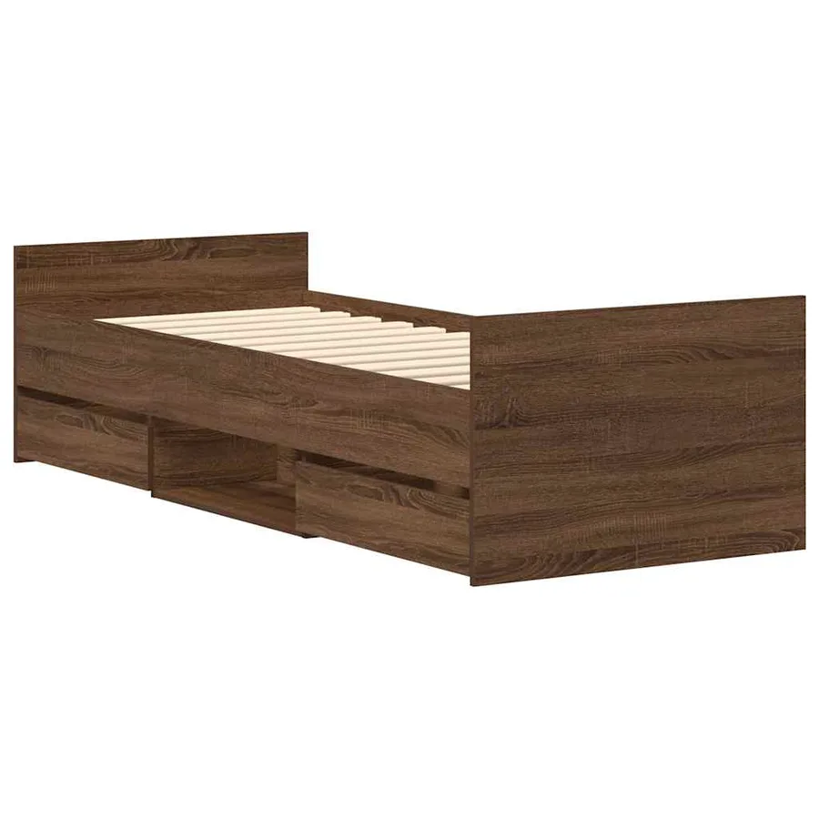 Cadre de lit sans matelas chêne marron 100x200 cm - 4