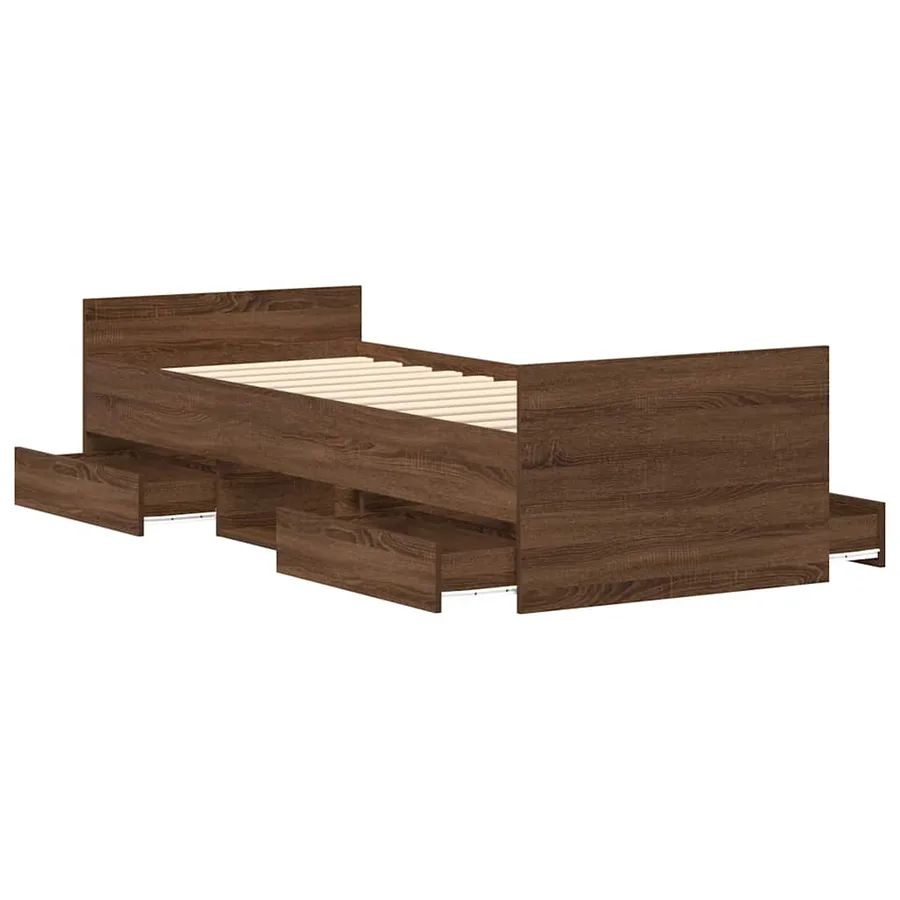 Cadre de lit sans matelas chêne marron 100x200 cm - 5