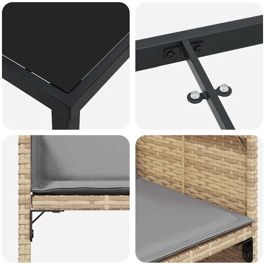 Ensemble de salle à manger pour jardin 5 pcs Beige polyrotin - 9