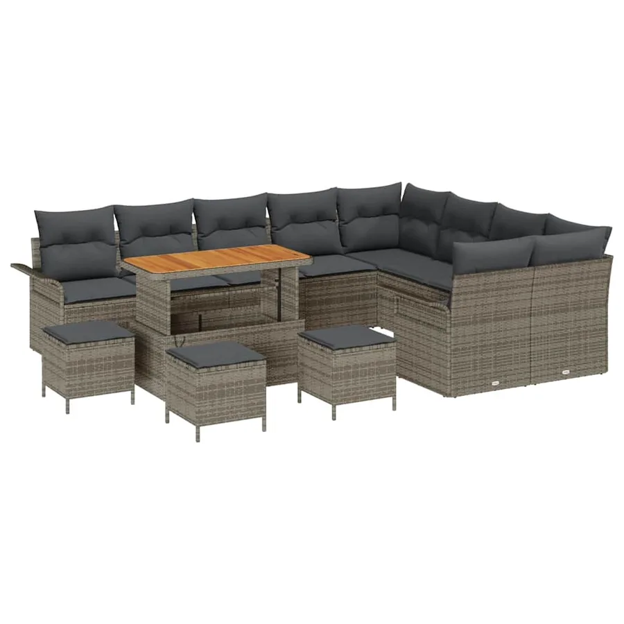 Ensemble de canapé de jardin avec coussin 13 pcs Gris - 2