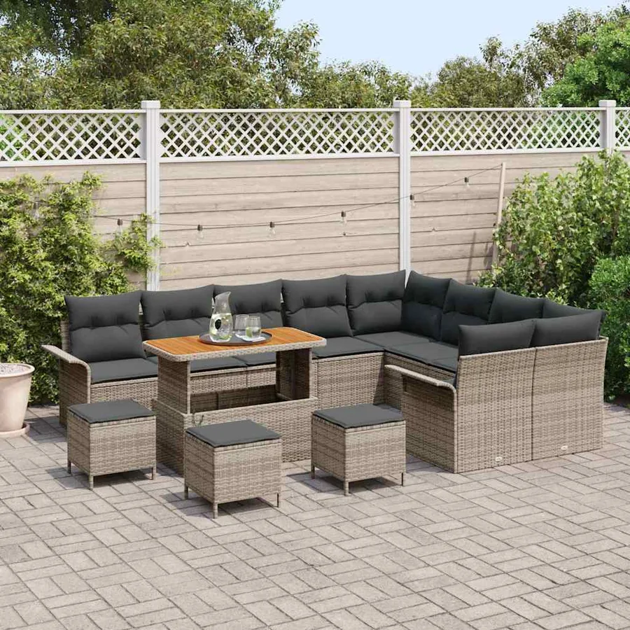 Ensemble de canapé de jardin avec coussin 13 pcs Gris - 3