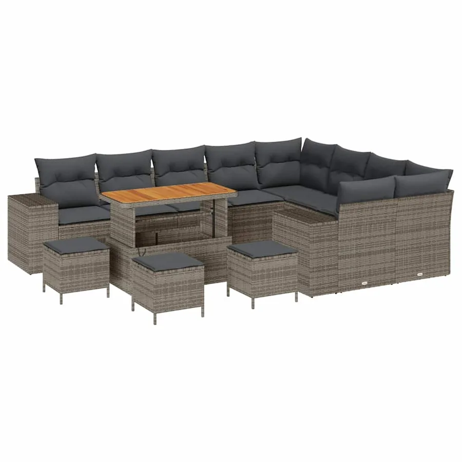 Ensemble de canapé de jardin avec coussin 13 pcs Gris - 2