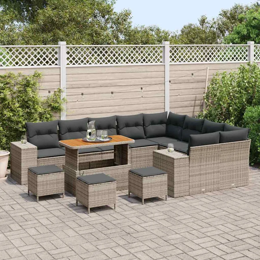Ensemble de canapé de jardin avec coussin 13 pcs Gris - 3