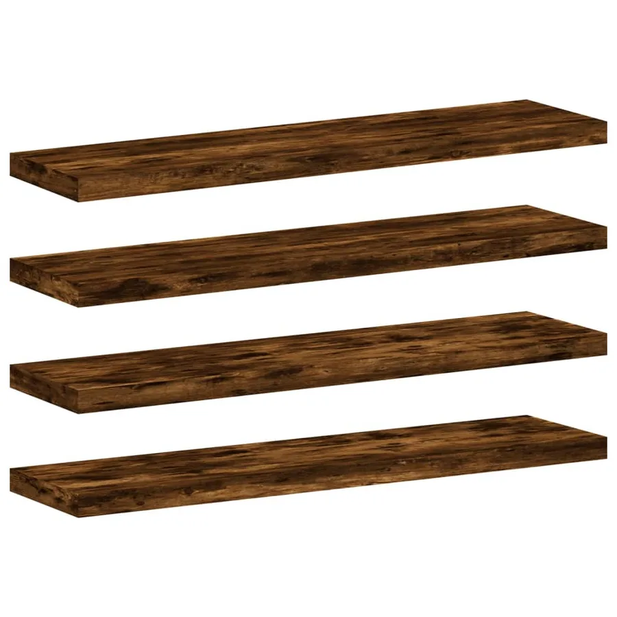 Étagères murales 4 pcs chêne fumé 40x10x1,5cm bois d'ingénierie - 2