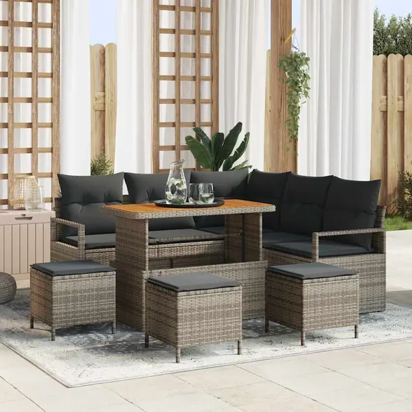 Ensemble de canapé de jardin avec coussin 9 pcs Gris