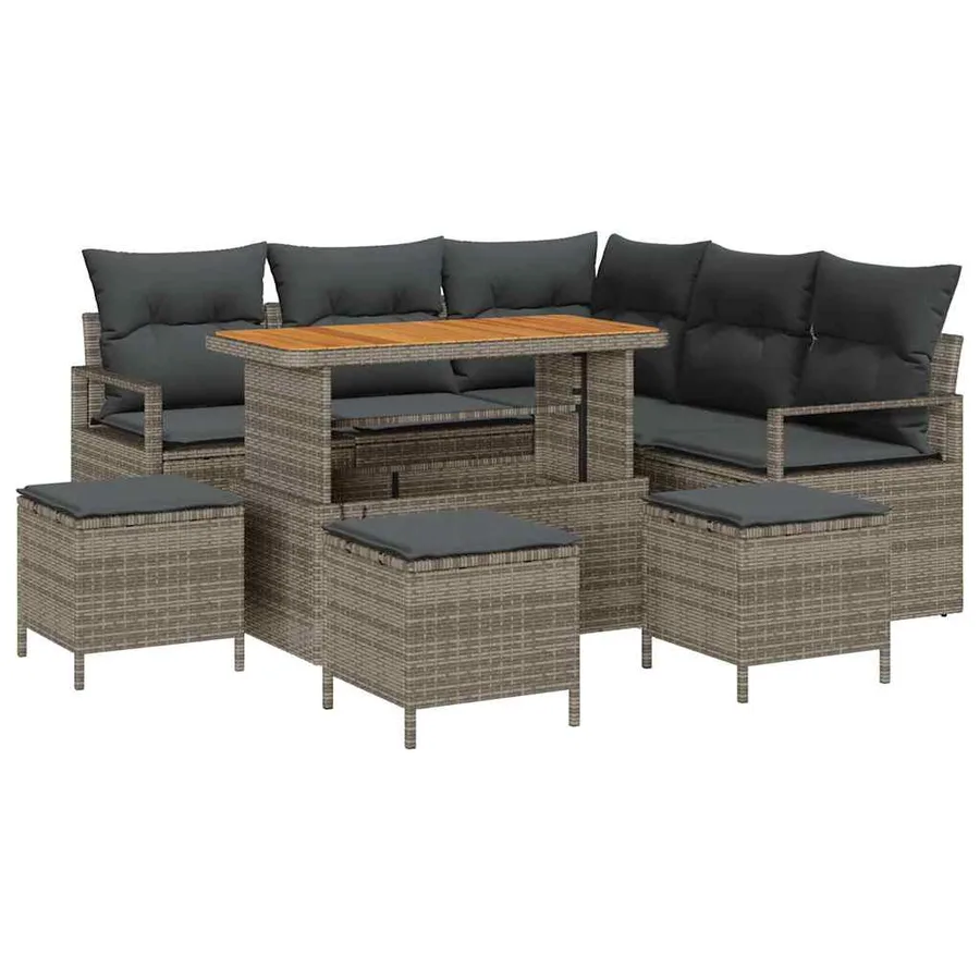 Ensemble de canapé de jardin avec coussin 9 pcs Gris - 2