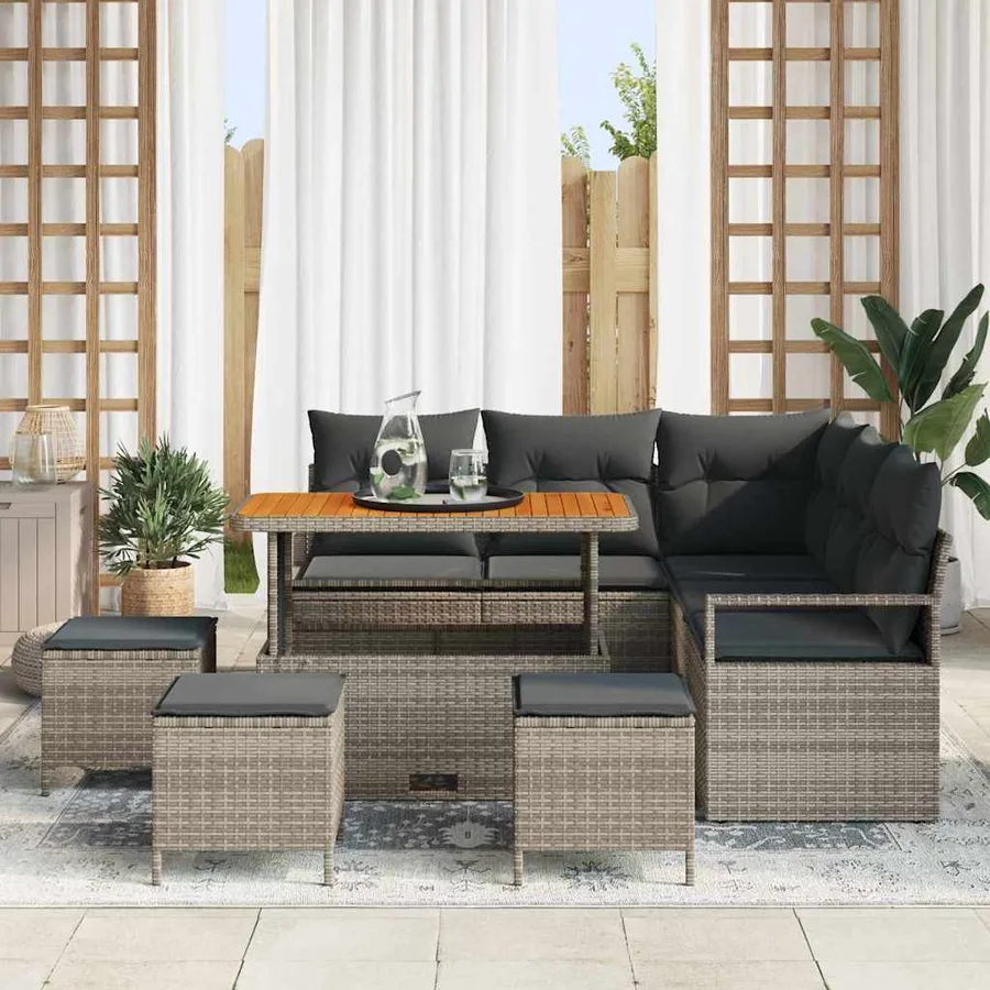 Ensemble de canapé de jardin avec coussin 9 pcs Gris - 3
