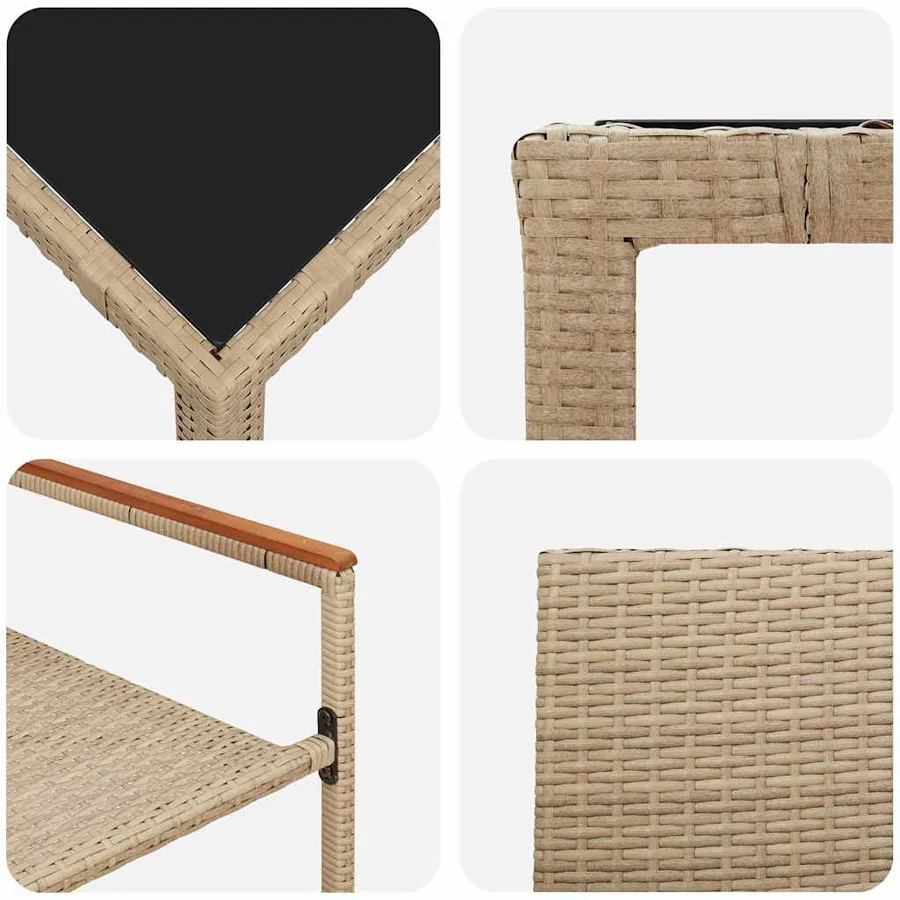 Ensemble de salle à manger pour jardin 7 pcs Beige polyrotin - 9