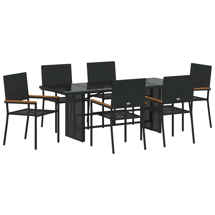 Ensemble de salle à manger pour jardin 7 pcs Noir polyrotin - 2
