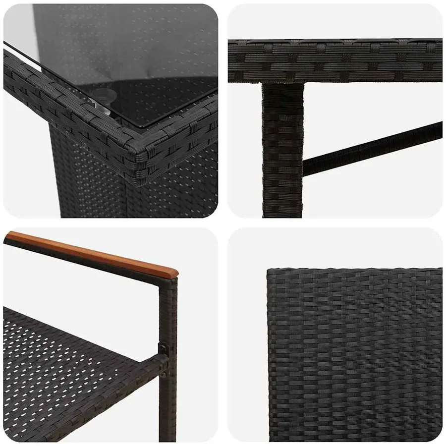 Ensemble de salle à manger pour jardin 7 pcs Noir polyrotin - 9