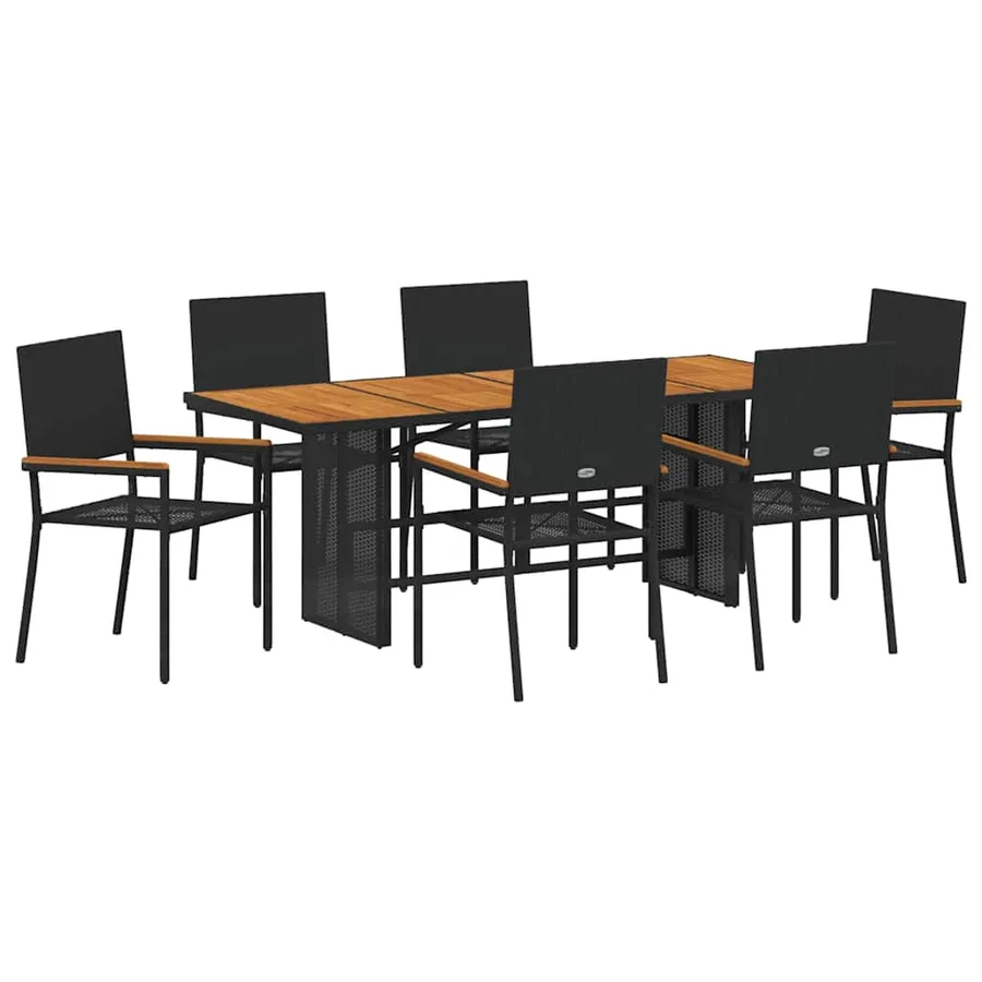 Ensemble de salle à manger pour jardin 7 pcs Noir polyrotin - 2