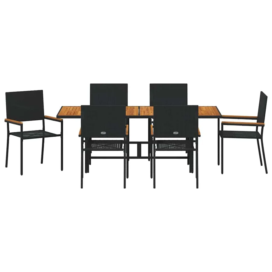 Ensemble de salle à manger pour jardin 7 pcs Noir polyrotin - 7