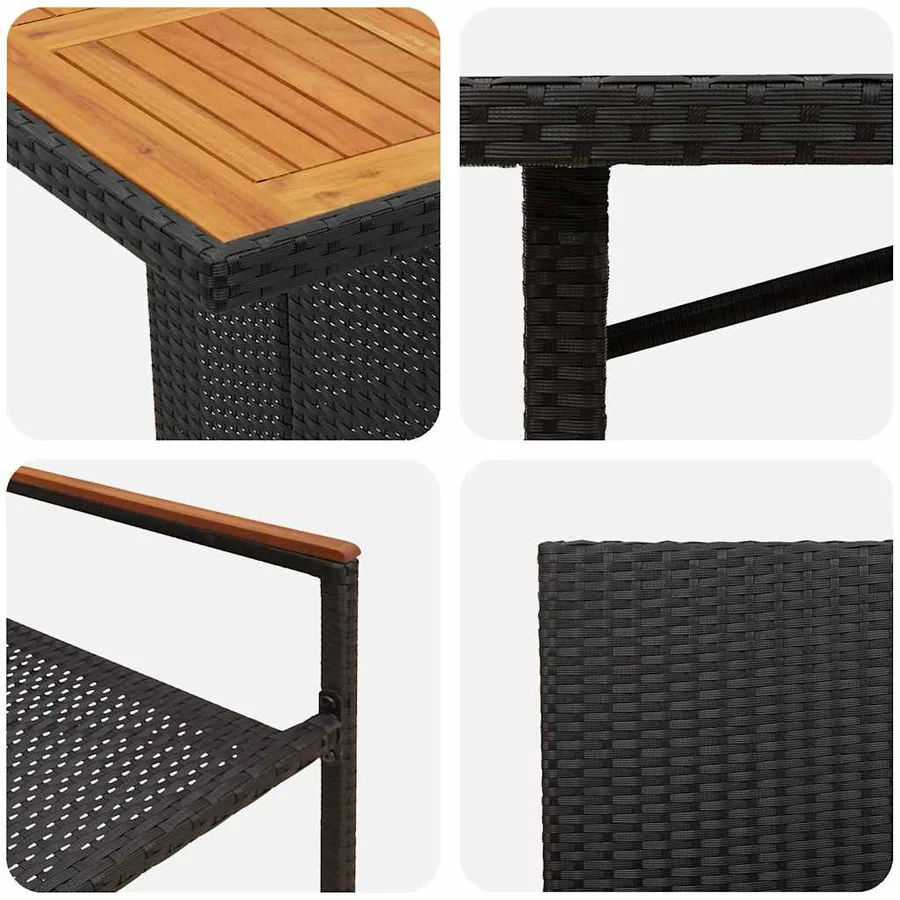 Ensemble de salle à manger pour jardin 7 pcs Noir polyrotin - 9