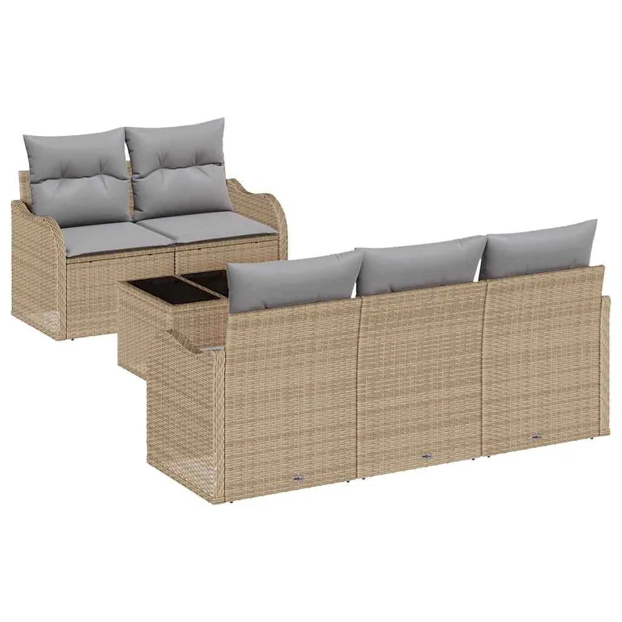 Ensemble de canapé de jardin avec coussin 6 pcs Beige et gris - 2