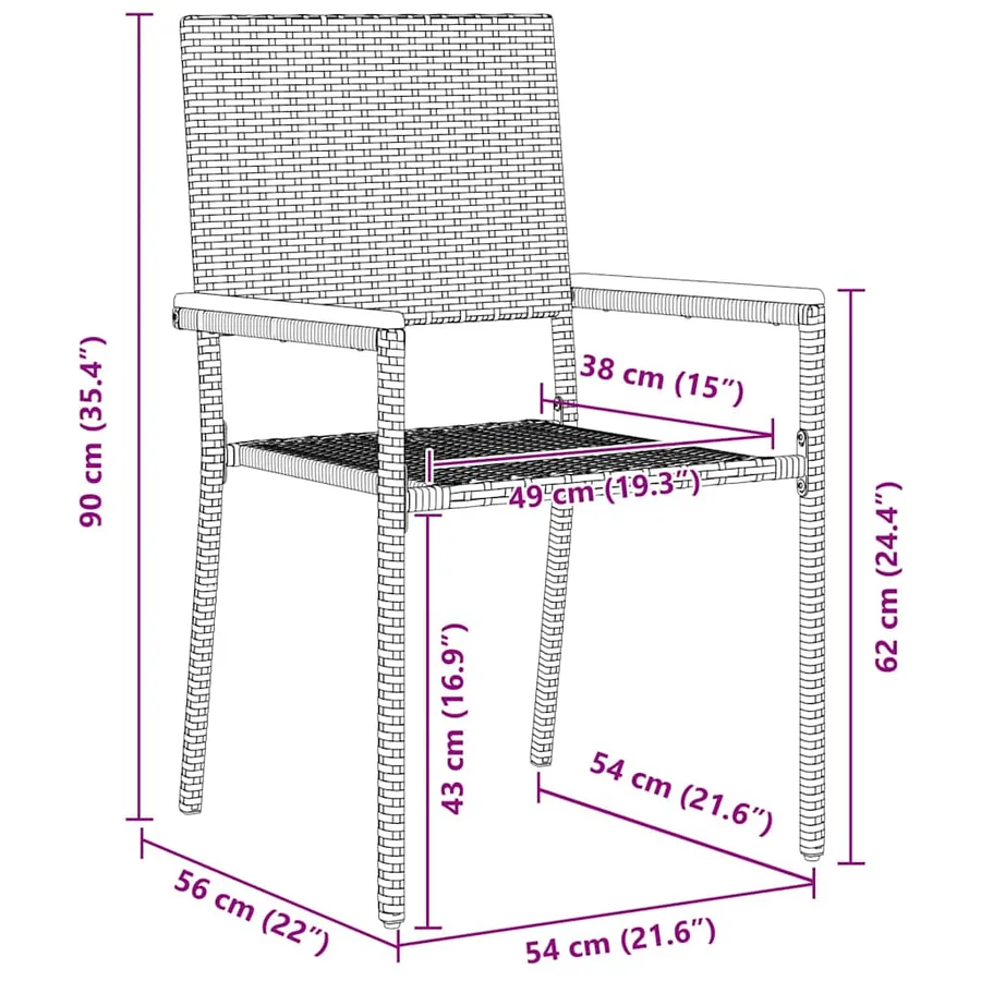 Chaises empilables de jardin 2 pcs Gris et marron - 8