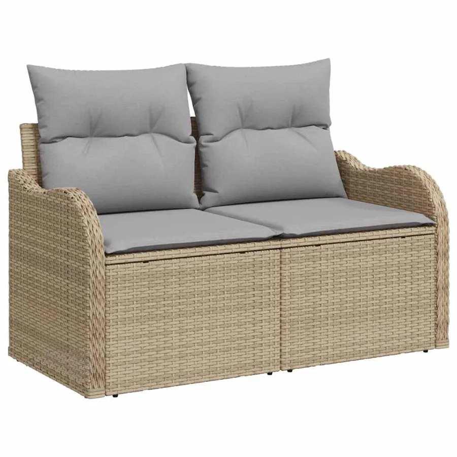 Ensemble de canapé de jardin 6 pcs Beige Poly Rattan - 4