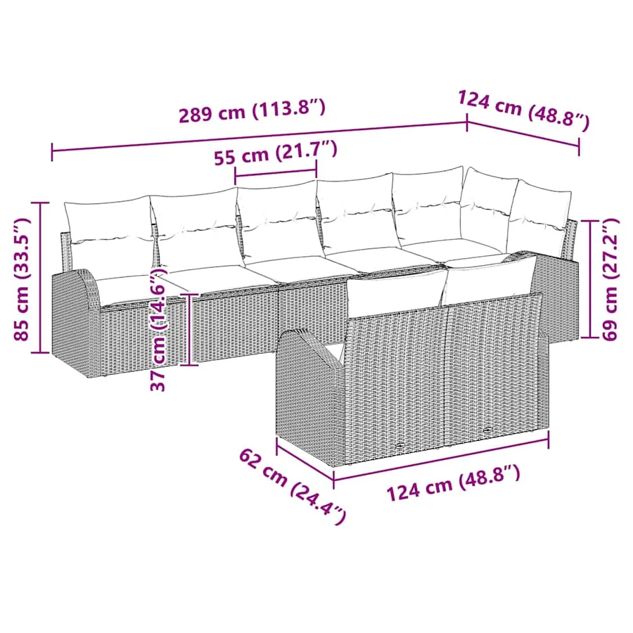Ensemble de canapé de jardin Gris clair 55 x 55 x 37 cm - 11