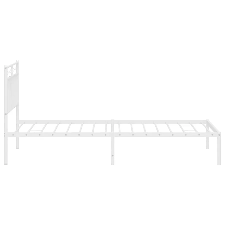 Cadre de lit métal sans matelas et tête de lit blanc 100x190 cm - 7