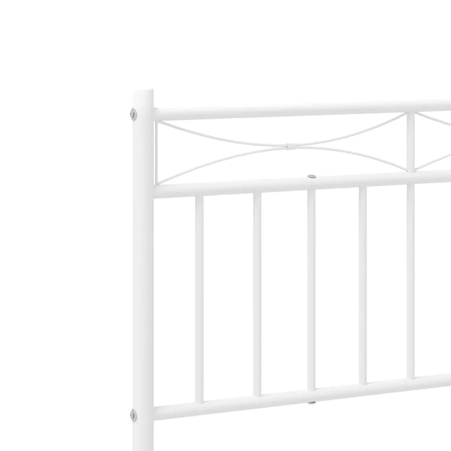 Cadre de lit métal sans matelas et tête de lit blanc 100x190 cm - 9