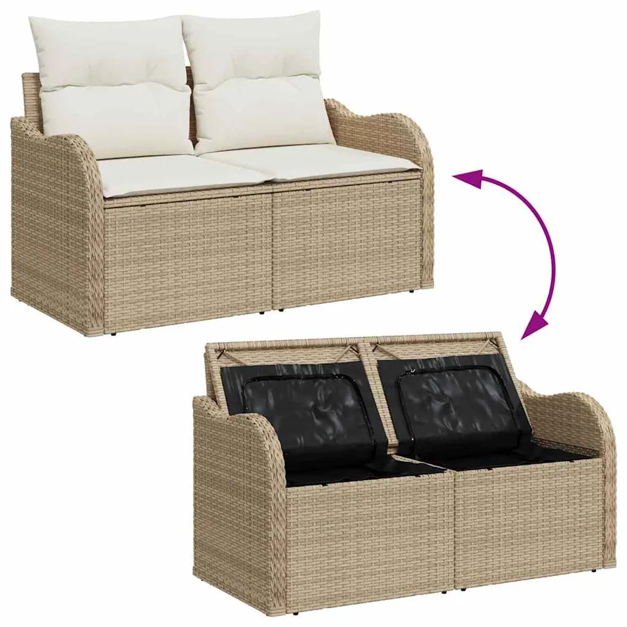 Ensemble de canapé de jardin 9 pcs Beige Poly Rattan - 10