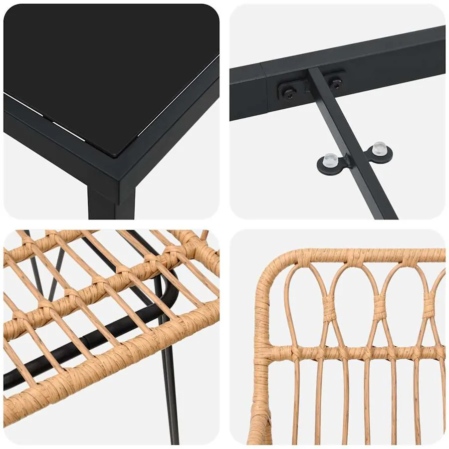 Ensemble de salle à manger pour jardin 3 pcs Marron - 9