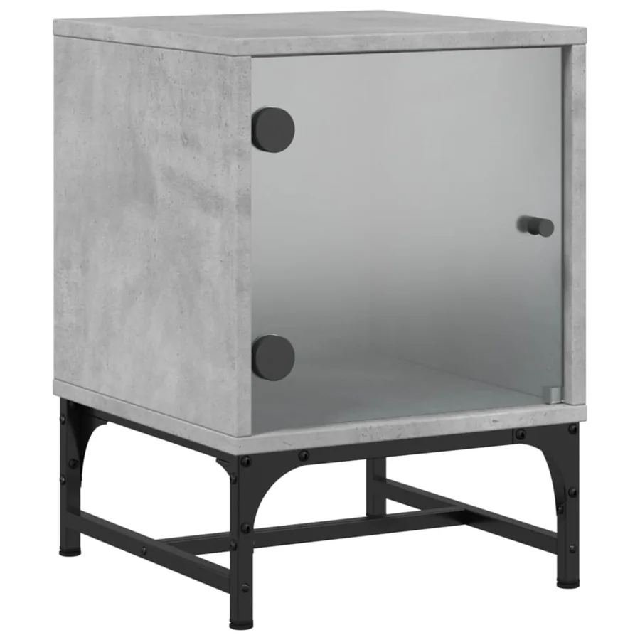 Tables de chevet et portes vitrées 2 pcs gris béton 35x37x50 cm - 4