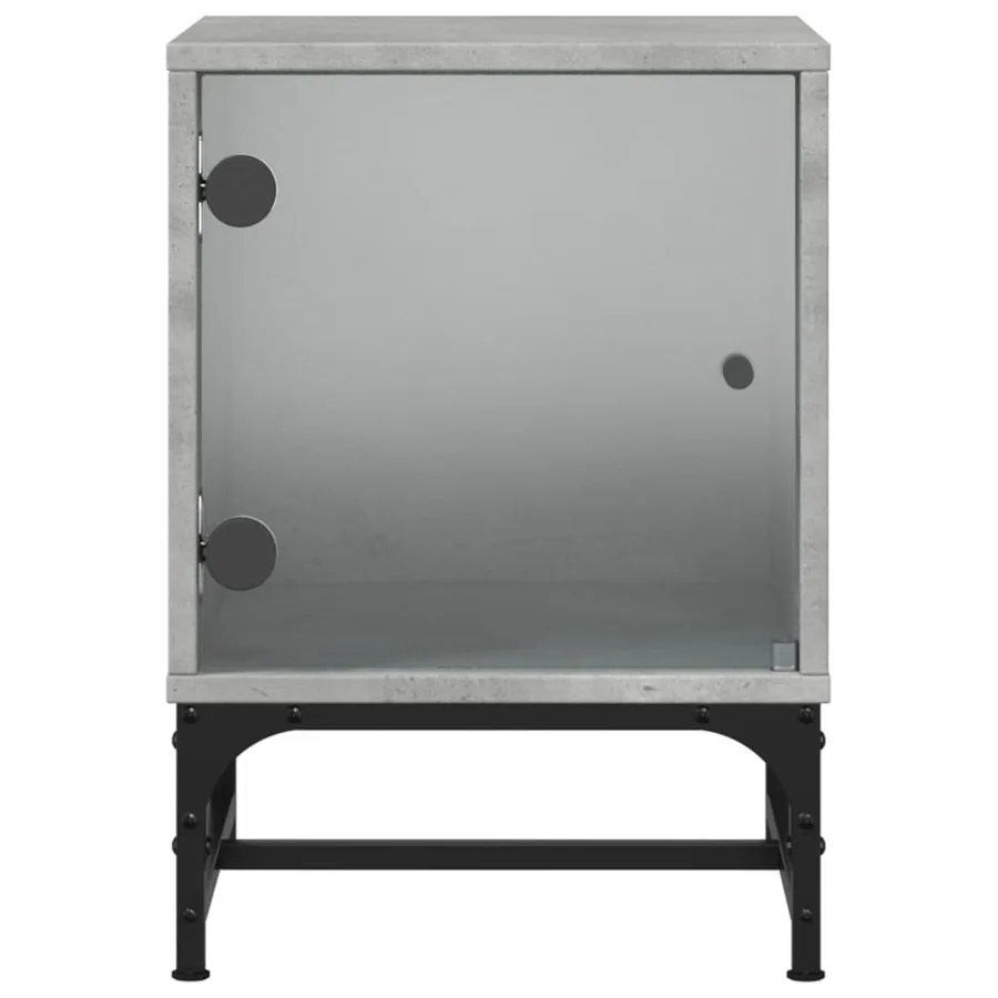 Tables de chevet et portes vitrées 2 pcs gris béton 35x37x50 cm - 7