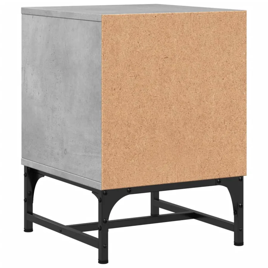 Tables de chevet et portes vitrées 2 pcs gris béton 35x37x50 cm - 9