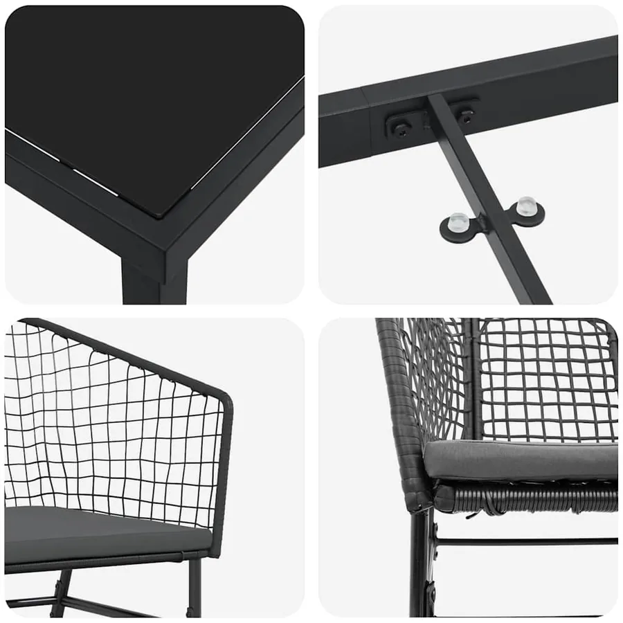 Ensemble de salle à manger pour jardin 5 pcs Noir polyrotin - 9