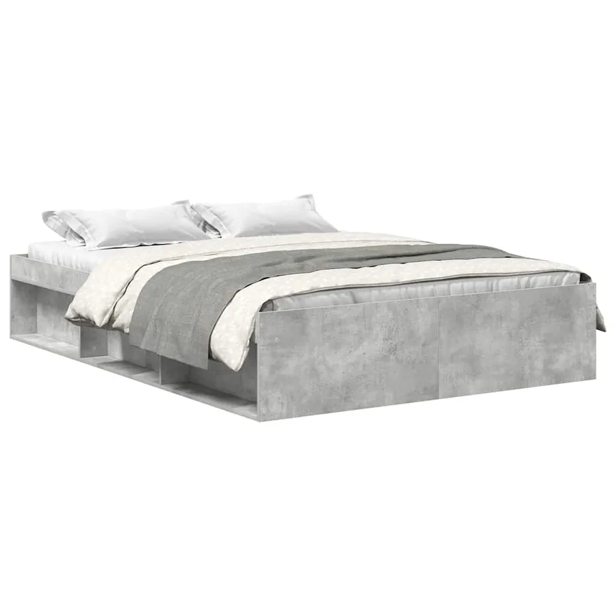 Cadre de lit sans matelas gris béton 135x190 cm - 2