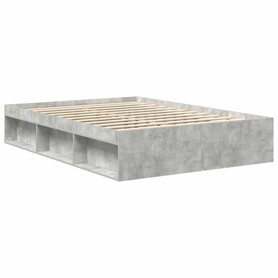 Cadre de lit sans matelas gris béton 135x190 cm - 3