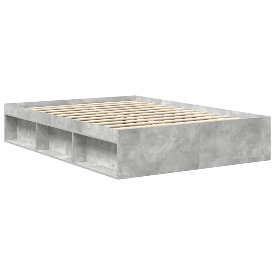 Cadre de lit sans matelas gris béton 135x190 cm - 7