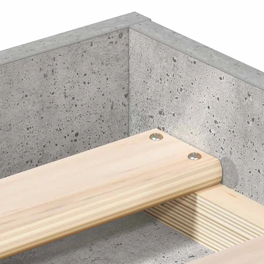 Cadre de lit sans matelas gris béton 135x190 cm - 8