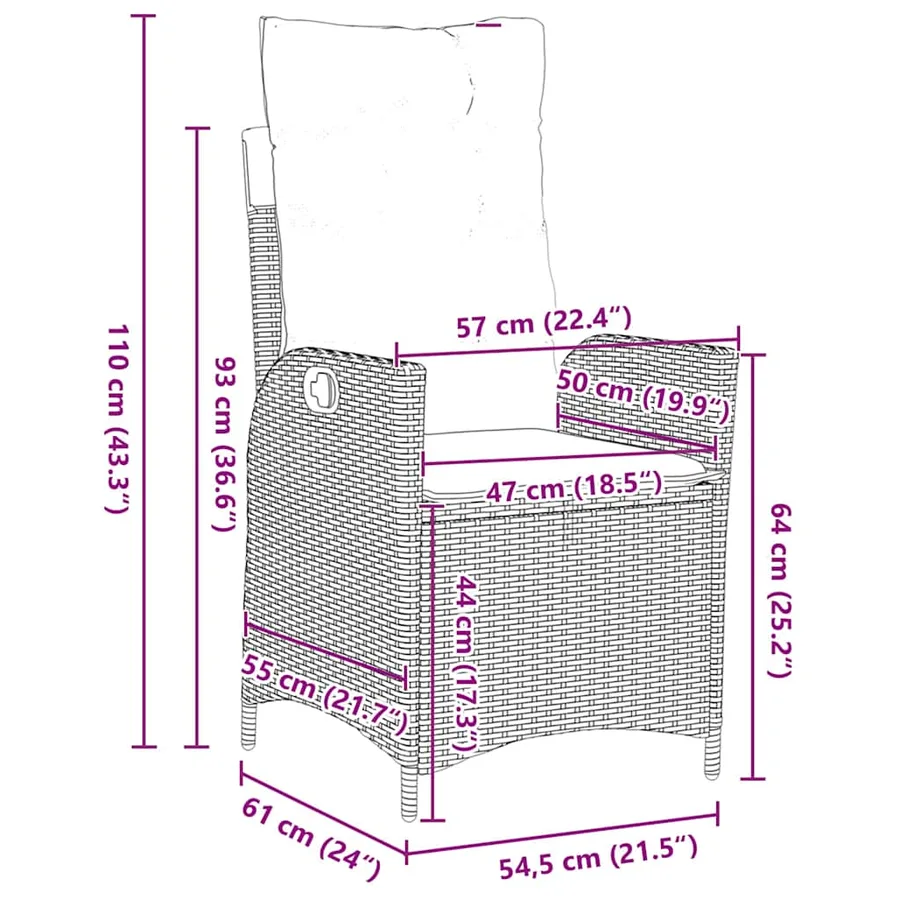 Ensemble de salle à manger pour jardin 3 pcs Beige polyrotin - 8